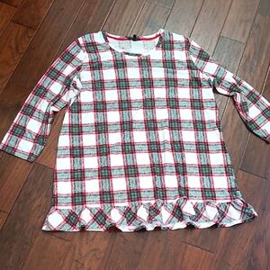 Derek Heart Festive Plaid Dress in Green, Red & White with Ruffled Hem size 3X